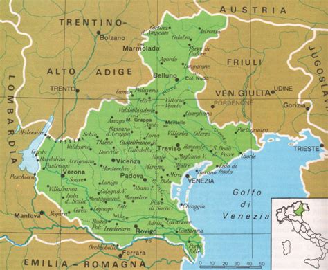 Mappa del Veneto con evidenziata Scorzè