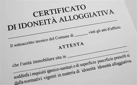 Schema con i requisiti di idoneità alloggiativa