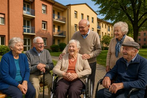 Anziani che socializzano in una casa di riposo