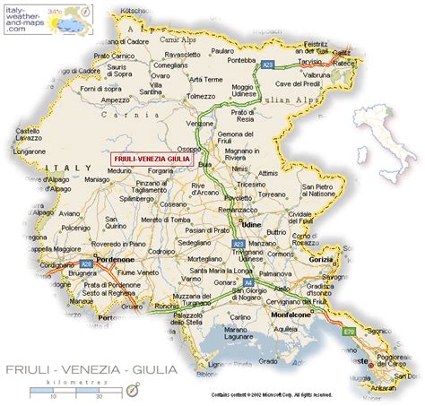 Mappa del Friuli-Venezia Giulia con indicazione delle principali strutture sanitarie