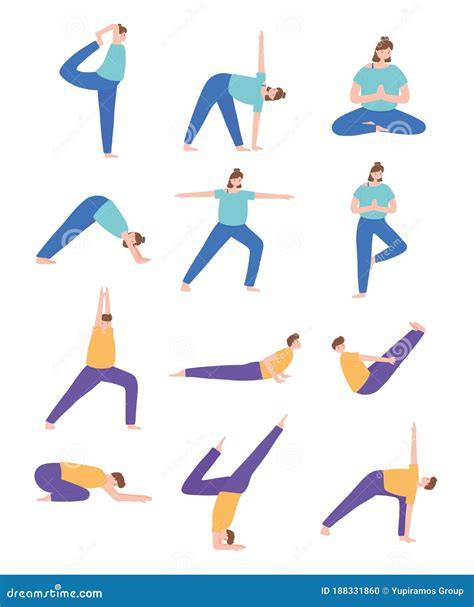 Illustrazione stilizzata di persone che praticano yoga e pilates