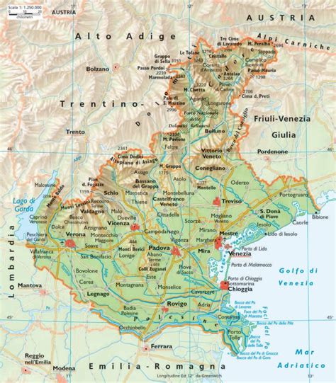 Mappa del Veneto con flussi turistici