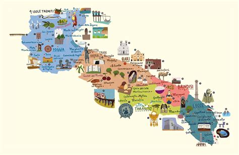 Mappa della Puglia con evidenziate città dove si svolgono eventi formativi