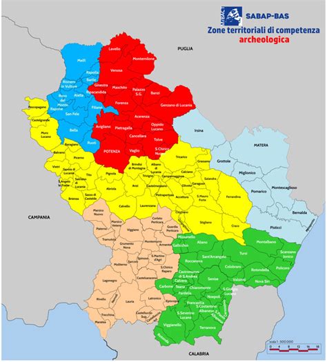 Mappa della Basilicata con evidenziate le principali strutture sanitarie