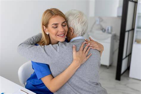 persona anziana che riceve assistenza da un giovane