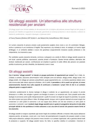 Diverse tipologie di strutture residenziali per anziani