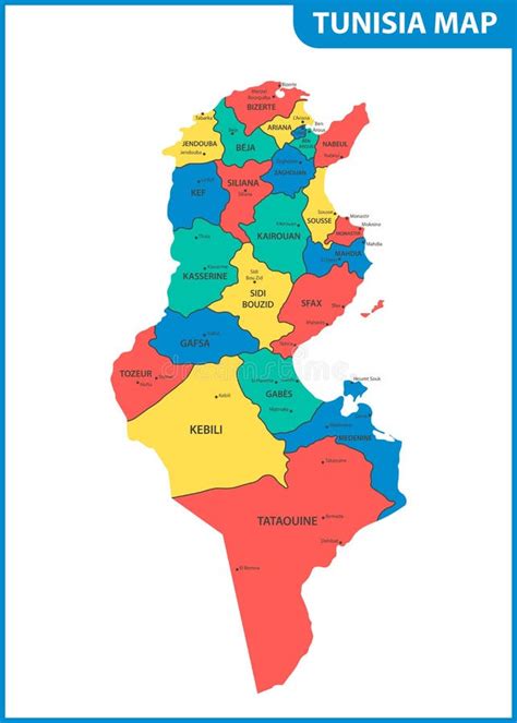 Mappa della Tunisia con evidenziate le regioni di Médenine e Zarzis