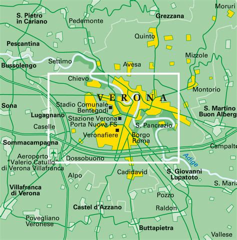 mappa di Verona con i centri sociali territoriali evidenziati