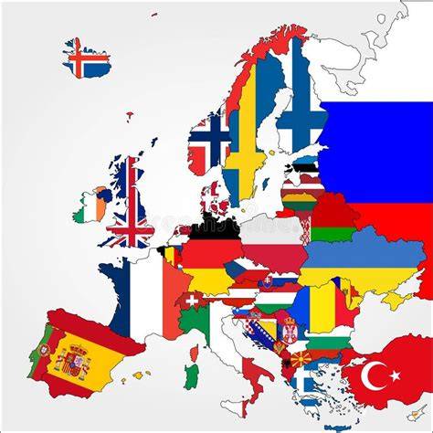Mappa Europa con bandiere