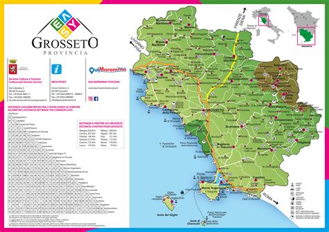 Mappa della provincia di Grosseto con punti di interesse