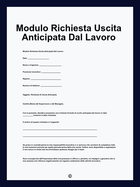 Uscita lavorativa anticipata