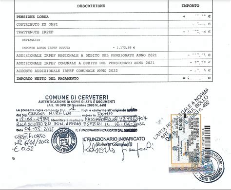 Documenti INPS e timbro