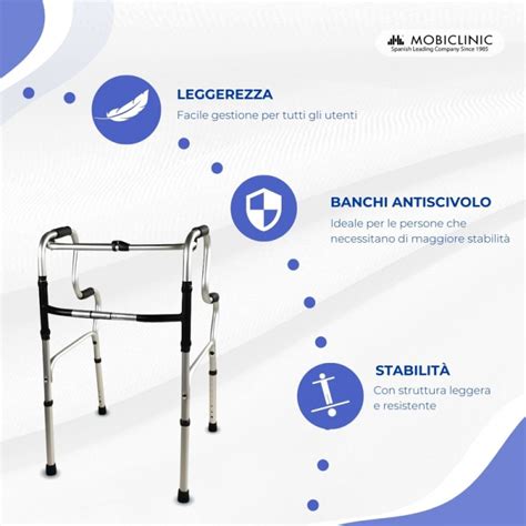 Deambulatore semplice pieghevole senza ruote