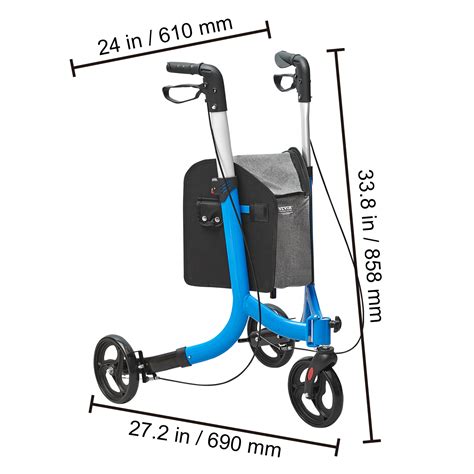 Deambulatore a tre ruote pieghevole